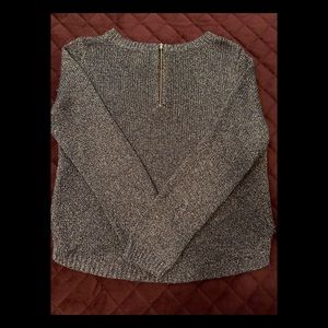 Blue Metallic Zip Sweater